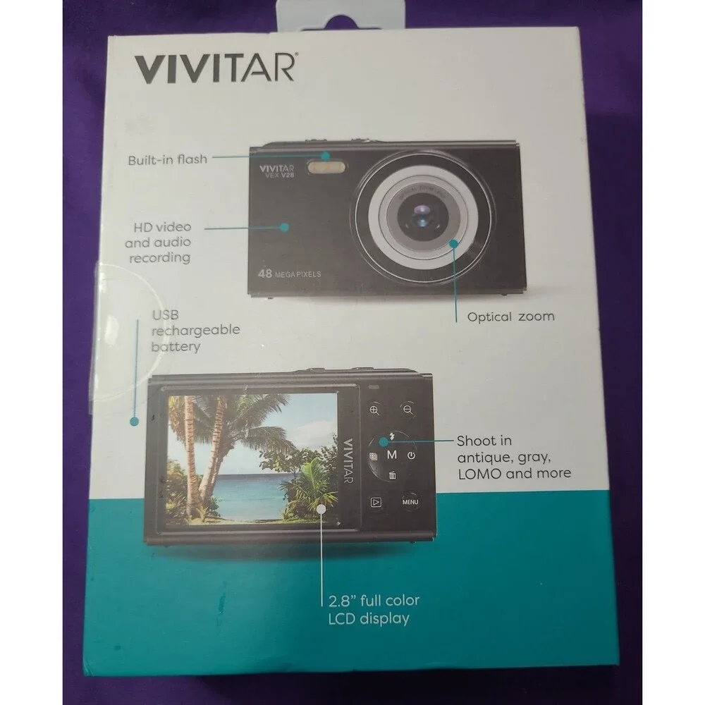 Vivitar VEXV28 48MP Digital Camera Optical Zoom HD Video~Flash~Black~New~